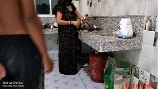 Black Dress Sexy Young Aunty Fucking Doggy Style With Kitchen